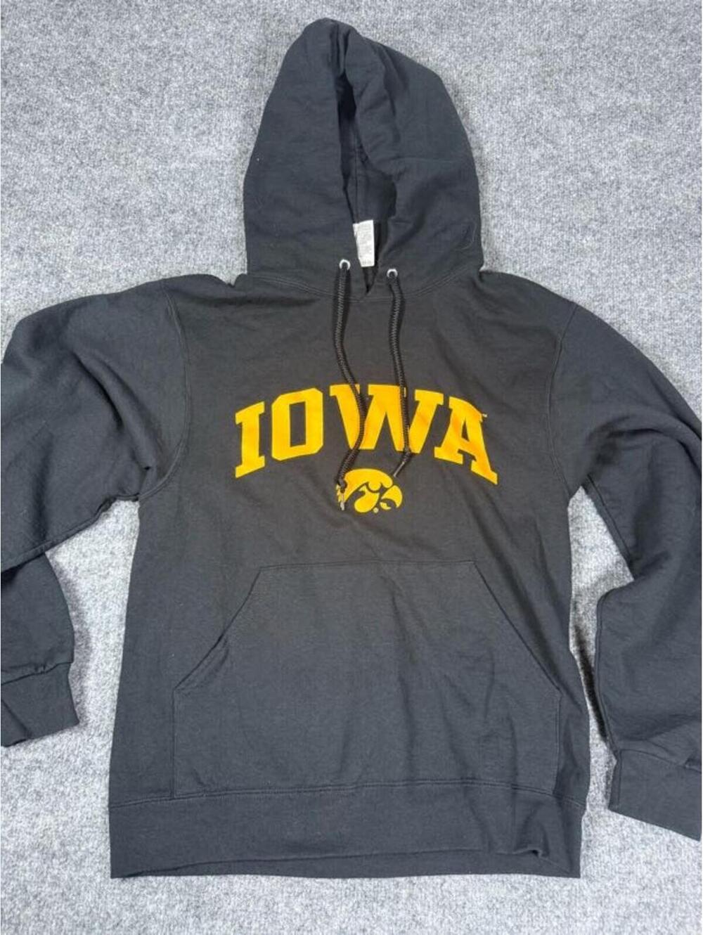 Jerzees Black Iowa Hoodie with Yellow Logo Small